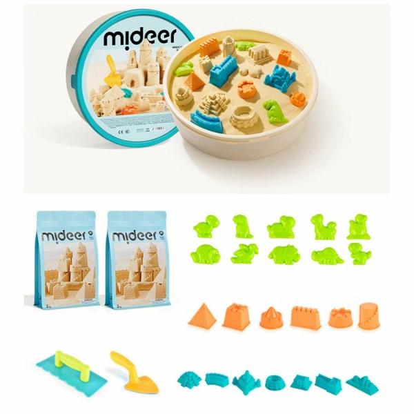 Nisip Kinetic Magic MiDeer - Set cu Forme de Modelaj 2 kg Nisip &537;i 25 Accesorii pentru Joac&259; Creativ&259;&nbsp;Transform&259; joaca copilului t&259;u &icirc;ntr-o experien&539;&259; educativ&259; &537;i distractiv&259; cu&nbsp;Setul Magic Sand MiDeer creat special pentru a stimula creativitatea &537;i dezvoltarea abilit&259;&539;ilor motrice fineAcest set con&539;ine&nbsp;2 kg de nisip kinetic 