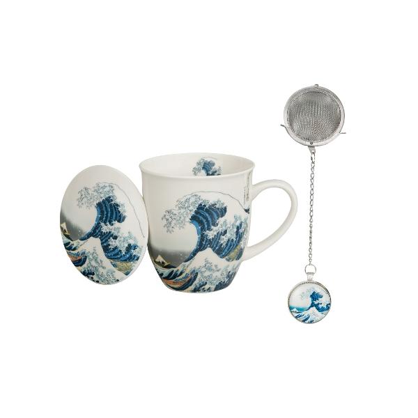 Cana cu capac si infuzor metalic cu pandantiv Hokusai Marele Val 400 ml 5973508