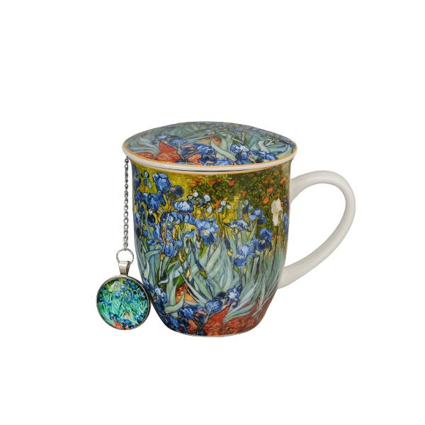 Aceast&259; can&259; cu infuzor este o alegere elegant&259; &537;i practic&259; pentru iubitorii de ceai sau cafea combin&acirc;nd utilitatea cu rafinamentul artistic Cana este decorat&259; cu motive inspirate de tabloul &bdquo;Irises&rdquo; aduc&acirc;nd un strop de culoare natur&259; &537;i armonie &icirc;n orice moment de relaxareFabricat&259; din por&355;elan fin cu un finisaj delicat &537;i lucios 