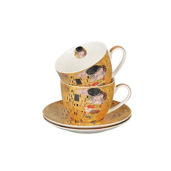 Setul &bdquo;The Kiss&rdquo; aduce elegan&539;a artei direct &icirc;n ritualul t&259;u de cafea sau ceai Cele dou&259; ce&537;ti din por&539;elan fin sunt decorate cu detalii inspirate din celebra pictur&259; cu accente calde &537;i aurii care le confer&259; un aer sofisticat &537;i rafinatCu o capacitate confortabil&259; de aproximativ 270 ml ce&537;tile sunt ideale pentru cafea ceai sau cappuccino &537;i se potrivesc perfect pentru momente relaxante sau 