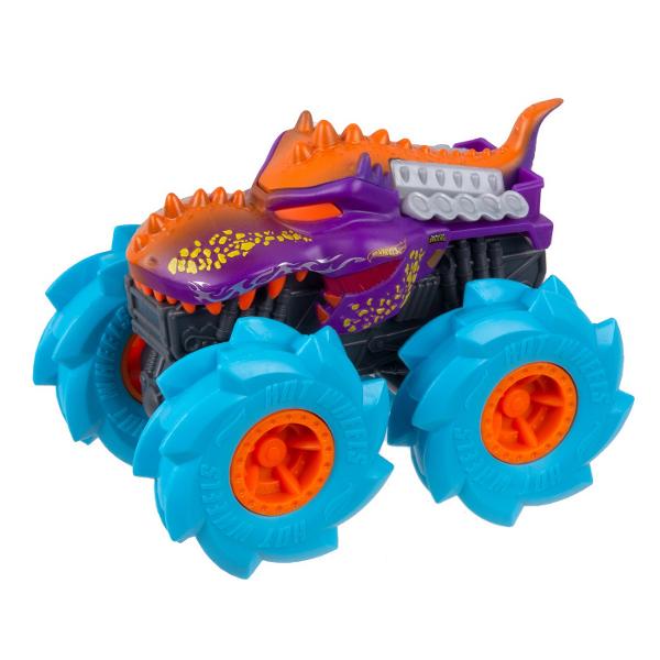 Zdrobiti concurenta cu acest asortiment de vehicule monster truck Hot Wheels Twisted Tredz la scara 143 monstruoase cu sasiuri cu tematica de creatura Motorul cu frictiune cu actiune de tragere inapoi si eliberare lanseaza aceste vehicule feroce peste obstacole si teren cu o deplasare inainte care rupe pamantul Accelerati si eliberati vehiculele de neoprit Mega Wrex Bone Shaker Rodger Dodger sau Marvel Hulk pentru busituri si lovituri Fiecare Monster Truck are cauciucuri GIGANT stilizate 