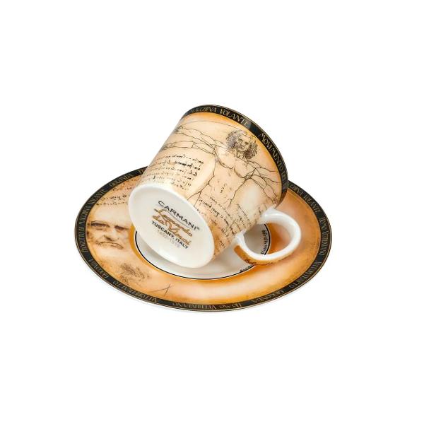 Savureaza espresso-ul cu stil cu aceasta ceasca din portelan fin inspirata din celebra lucrare &bdquo;Omul Vitruvian&rdquo; a lui Leonardo Da Vinci Designul iconic si echilibrat imbina arta si stiinta oferind un plus de eleganta fiecarui moment de cafeaMaterial premium&nbsp;Portelan de inalta 