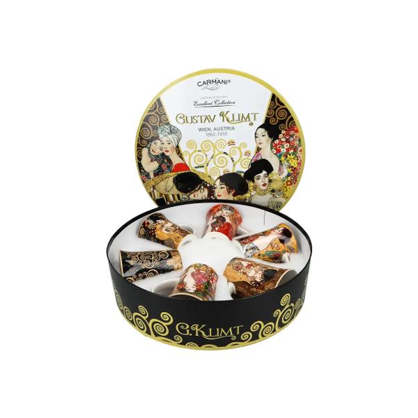 Savureaza bauturile calde cu stil cu acest set de 6 cani din portelan inspirate de operele lui Gustav Klimt Fiecare cana imbina&nbsp;design artistic&nbsp;cu&nbsp;functionalitate oferind o experienta eleganta la fiecare folosirestrong 