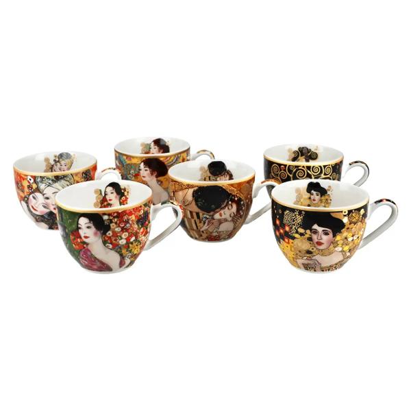 Bucura-te de momentele de cafea cu acest set elegant de 6 cesti pentru espresso din portelan fin fiecare inspirata dintr-un tablou celebru al lui Gustav Klimt Designul artistic transforma fiecare portie de espresso intr-o experienta vizuala si gustativa deosebitaMaterial premium&nbsp;Portelan 