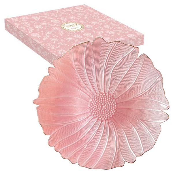 Atentie Acest model este disponibil in 4 variante diferite Pretul afisat este per bucata Va rugam sa precizati modelul dorit printr-un comentariu la plasarea comenzii In caz contrar se va livra aleatoriu un model din stoc fara posibilitatea unui schimb ulteriorAdaug&259; un strop de elegan&539;&259; &537;i culoare mesei tale cu acest platou din sticl&259; &icirc;n form&259; de floare din 