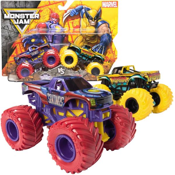 Setul Monster Jam set 2 Masinute Metalice aduce fata in fata doua modele spectaculoase inspirate din universul supereroilor pregatite pentru confruntari pline de adrenalina Fiecare pachet include doua masini cu design tematic decorate in culorile si stilul personajelor Marvel realiza cu detalii atent finisate si roti supradimensionate specifice competitiei Monster Jam Masinile sunt construite pentru curse sarituri si impacturi spectaculoase incurajand jocul dinamic si imaginativ Exista 