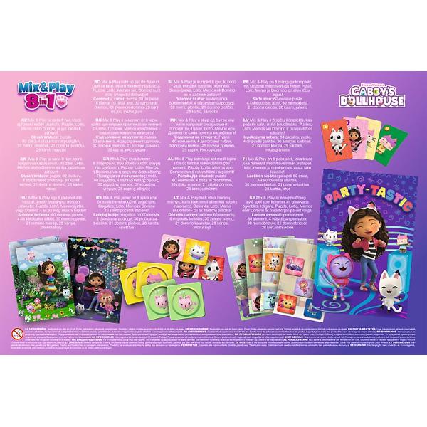Setul de joc Gabby&39s Dollhouse 8 in 1 aduce distractia din universul animat direct in camera copilului oferind multiple activitati creative si educative intr-un singur pachet Conceput pentru copiii de peste 3 ani acest set include jocuri variate precum puzzle domino lotto old maid memos who&39s first si activitati de tip cauta si gaste stimuland atentia memoria logica si coordonarea mana-ochi Ilustratiile colorate cu personajele indragite din Gabby&39s Dollhouse 