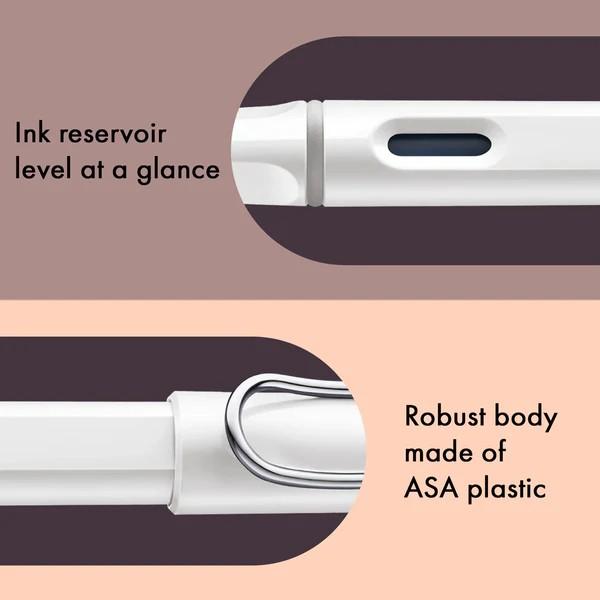 Penita B - scris grosStilourile Lamy Safari sunt unele dintre cele mai apreciate stilouri din lume datorit&259; combina&539;iei dintre durabilitate confort &537;i stil modern Stiloul Lamy Safari este&nbsp;fabricat din plastic ABS&nbsp;extrem de rezistent cu&nbsp;finisaj mat acest model a devenit un clasic pentru pasiona&539;i elevi studen&539;i &537;i profesioni&537;ti Ferestrele laterale transparente 