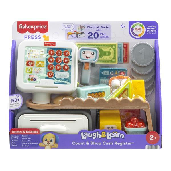 Invatare prin joaca  cate un bip pe rand Bine ati venit in cel mai incantator magazin din oras  unde imaginatia intalneste educatia Casa de marcat Fisher-Price Laugh &amp Learn Count &amp Shop transforma cumparaturile simulate de zi cu zi intr-o aventura vesela plina de muzica lumini si invatare Conceputa pentru copii mici si prescolari aceasta jucarie interactiva introduce micutii cursanti in lumea numerelor literelor culorilor formelor si abilitatilor sociale in cel mai jucaus 