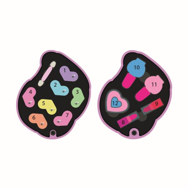 Un set pentru machiaj Crazy Chic care urmeaza tendinta unicornului foarte iubita de fete Doua tavi pline cu farduri de ochi rujuri luciu de buze si lacuri de unghii ideale pentru a le lua cu tine oriunde