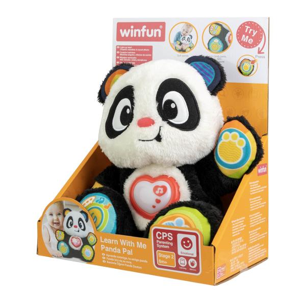 Amicul Panda moale si dragalas este o jucarie interactiva si educativa perfecta pentru copiii cu varsta incepand de la 6 luni si mai mari Acesta aduce o experienta captivanta de invatare prin activitati distractive si diverse functionalitati care stimuleaza dezvoltarea timpurie a copiilor Panda moale este conceput sa fie un companion placut si util in procesul de dezvoltare al micutilor Cu parti ale corpului numere litere si fraze distractive jucaria ofera oportunitati multiple de 