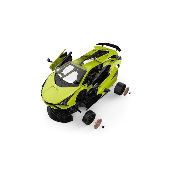 Kitul de Asamblare RC LAMBORGHINI SIAN FKP 37 de la Rastar este o jucarie inovatoare si captivanta perfecta pentru copiii de peste 8 ani si pasionatii de masini Acest set DIY ofera o experienta interactiva completa permitand utilizatorului sa construiasca pas cu pas o replica detaliata a celebrului model LAMBORGHINI SIAN FKP 37 la scara 118 Kitul contine 72 de piese din plastic usor de imbinat precum si o telecomanda performanta ce functioneaza pe frecventa de 24 GHz asigurand un control 