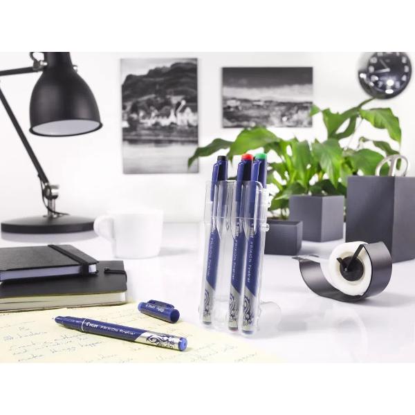 Set Evolutive Fineliner Pilot Frixion albastru negru rosu verde Pilot prezinta un nou suport inovator pentru instrumentele de scris din familia Pilot FriXion Un sistem inteligent de suport pentru instrumente de scris care poate deveni un organizator fantastic pentru biroul de acasa sau de la serviciu Suportul este compatibil cu majoritatea rollerelor din familia Pilot FriXion Fineliner Pilot Frixion 045 mm Pastreaza ce-i mai bun sterge restul Scrie sterge rescrie Cu finelinerul 