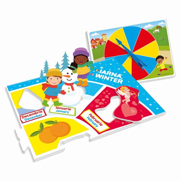 Luni &amp Anotimpuri este un joc educativ conceput pentru copiii de la 5 ani Prin joc copiii pot invata cele 4 anotimpuri cele 12 luni ale anului evenimentele si elementele caracteristice fiecareia  Jocul contine 1 tabla de joc cu 4 carti de puzzle 12 cartele detasabile cu 12 luni 1 copil pilot 1 baza verde din plastic 1 ruleta colorata 4 planse cu fructe 32 de planse pentru jocul de memorie si 1 ghid de instructiuni Toate jocurile lui Agerino au fost concepute de specialisti in 