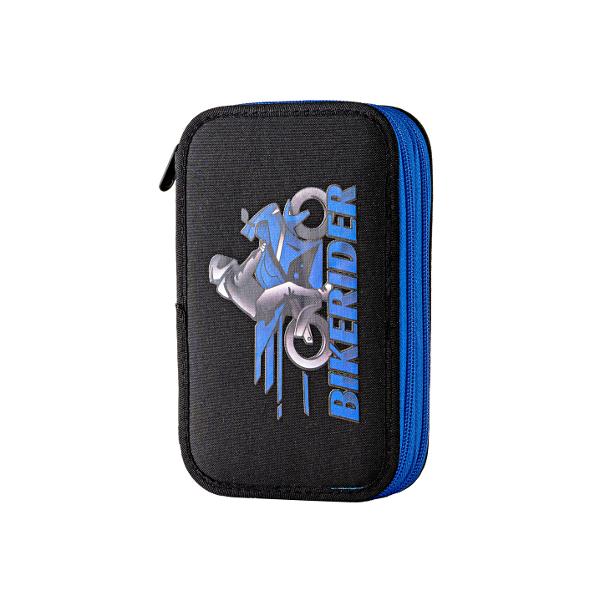 Penar &537;colar dublu b&259;ie&539;i &ndash; model motociclist compartimentatPenarul &537;colar dublu Motociclist este alegerea ideal&259; pentru b&259;ie&539;ii pasiona&539;i de vitez&259; &537;i adrenalin&259; Cu un design modern &icirc;n nuan&539;e de negru &537;i albastru decorat cu motociclet&259; sport &537;i elemente 