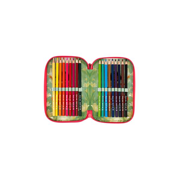 Penar &537;colar triplu echipat DACO &ndash; model z&acirc;na prim&259;verii 46 piese 3 compartimente verde cu imprimeu z&acirc;n&259;Penarul &537;colar&nbsp;DACO &ndash; Z&acirc;na Prim&259;verii&nbsp;este alegerea ideal&259; pentru elevii care &icirc;&537;i doresc un set complet bine organizat &537;i cu un 