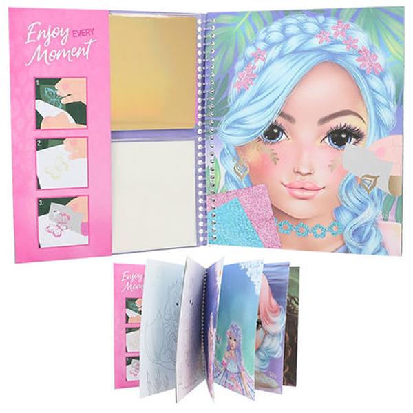Pentru distractie nelimitata de colorat si autocolante In cartea de colorat TOPModel Stick & Shine puteti umple cele 12 sabloane fantastice de colorat cu culori si puteti de asemenea sa setati accente unice cu cele 8 foi diferite de autocolante pentru tatuaje si cele 8 folii cu sclipici diferite 24 de pagini cu motive excelente TOPModel si inspiratie de colorat