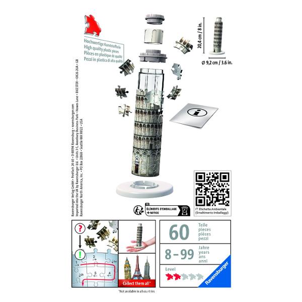 Creeaza constructii 3D deosebite cu puzzle-urile 3D de la Ravensburger Descopera modul tridimensional de asamblare a puzzle-urilor realizate dintr-un material plastic rigid care permite mentinerea constructiei fara utilizarea adezivului Obiectele asamblate nu se desfac iar piesele se fixeaza ferm intre ele Pe partea interioara a fiecarei piese este imprimat un numar datorita caruia asamblam sfera in ordinea elementelor Materialul folosit pentru producerea pieselor este usor de curatat  