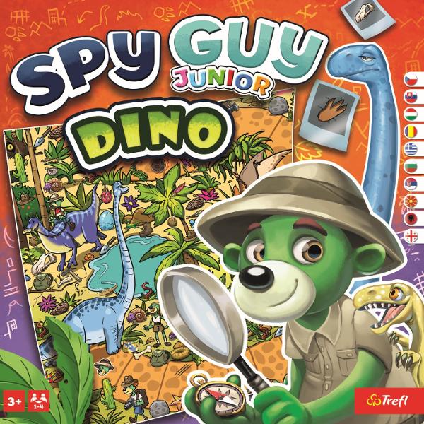 Faceti cunostinta cu dinozaurii uimitori Moritz incearca sa scape din parcul cu dinozauri cu un ou de brahiozaur furat Trebuie sa-l prinzi cu ajutorul Detectivului Spion inainte sa ajunga la barca lui Detectivul Spion Junior Dinozaur este un joc de societate cooperativ in care este important ca jucatorii sa fie atenti si sa colaboreze strans Jocurile din seria Junior sunt destinate jucatorilor mai mici - ilustratiile sunt mai mari iar pe tabla de joc exista un numar mai mic de detalii 