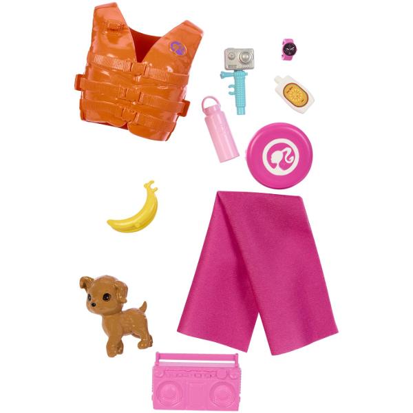 Sa inceapa distractia pe apa Copiii se pot juca cea mai buna zi pe plaja cu aceasta papusa Barbie Ea vine cu o placa de surf un catelus si accesorii realiste de distractie la plajaPlaca de surf cu imprimeu groovy tine papusa in loc cu cleme pentru picioare si o curea de glezna in timp ce ea calatoreste pe valuriPapusa Barbie poarta o tinuta sportiva de inot cu bentita si vine la pachet impreuna cu un catel jucausEa este super entuziasmata de distractie la soare cu un corp care permite 