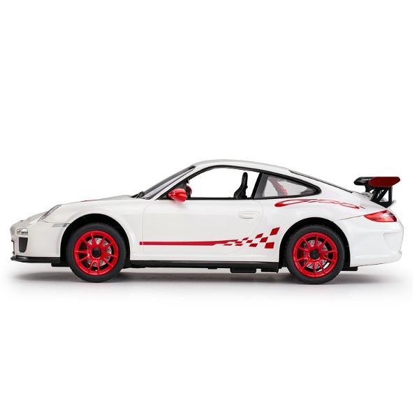 Copilul dumneavoastra se poate juca in voie cu masina cu telecomanda Porsche Gt3 scara 1 la 14 oferita de brandul international Rastar Nicio cursa nu este imposibil de castigat cu acesta masinuta replica oficiala cu licenta a modelului original construita cu mare atentie la detalii Masinuta are proportiile ideale pentru momente pline de distractie si amuzament avand dimensiunile in centimetri dupa cum urmeaza  31913997Masinuta functioneaza pe frecventa de 24GAlimentarea se face 