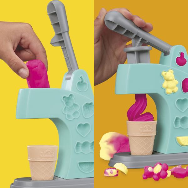 Setul Play-Doh Mini ofera copiilor o modalitate distractiva de a modela si crea diferite forme din plastilina Cu ajutorul presei si al accesoriilor incluse plastilina poate fi presata prin diverse sabloane pentru a obtine modele forme si decoratiuni variate Setul include 2 recipiente cu plastilina Play-Doh in culori diferite cu o cantitate totala de 113 g precum si accesorii pentru modelare si decupare Activitatea stimuleaza creativitatea imaginatia indemanarea si motricitatea fina 