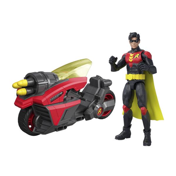 Setul DC cu figurina Robin si motocicleta aduce aventurile supereroilor intr-un format dinamic de joaca Motocicleta are un design robust inspirat de stilul personajului Robin si este prevazuta cu mecanism de lansare a proiectilelor pentru scenarii de actiune si confruntari imaginare Setul include figurina Robin motocicleta si 3 proiectile care pot fi lansate din partea frontala a vehiculului Figurina poate fi asezata pe motocicleta pentru recrearea misiunilor si aventurilor inspirate din 
