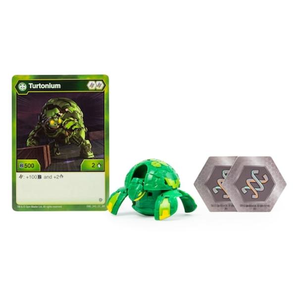 Ai ce trebuie pentru a fi maestrul Bakugan suprem Atunci infrunta-ti prietenii cu propriul tau Bakugan Rostogoleste-l pe Baku-placile de metal incluse pentru a-l vedea cum se transforma cu Baku-actiunea de deschidere intr-o clipa Descopera cei mai puternici Bakugani dintr-o colectie foarte numeroasa sute de modele Cati Bakugani ai in echipa si cat de mare va fi colectia ta In acest pachet poti gasi personajul Turtonium impreuna cu 2 cartonase Turtonium si 2 placi 