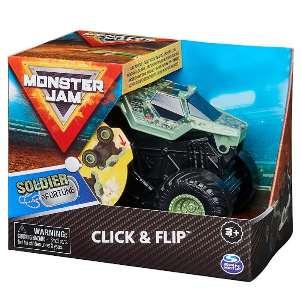 Masinile oficiale ale spectacolului Monster Jam Este prezentata o serie de vehicule Spin Rippers Monster Jam Vehiculele hiper detaliate si decorate seamana cu eroii spectacolului Vehiculele au un aspect agresiv si suspensii pentru actiune plina de cascadorii Introduceti ripcordul inclus in spate scoateti-l si lansati-l Cand trageti cablul afara camionul isi va dezlantui puterea rasucindu-se mereu Puneti cablul inapoi si eliberati puterea Click &amp Flip din nou si din nou - este 