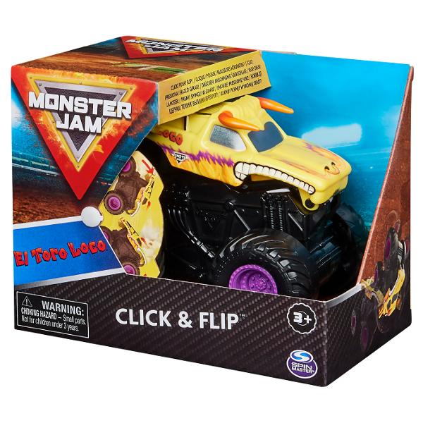 Masinile oficiale ale spectacolului Monster Jam Este prezentata o serie de vehicule Spin Rippers Monster Jam Vehiculele hiper detaliate si decorate seamana cu eroii spectacolului Vehiculele au un aspect agresiv si suspensii pentru actiune plina de cascadorii Introduceti ripcordul inclus in spate scoateti-l si lansati-l Cand trageti cablul afara camionul isi va dezlantui puterea rasucindu-se mereu Puneti cablul inapoi si eliberati puterea Click &amp Flip din nou si din nou - este 