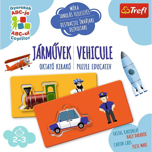 Jocul de masa Vehicule va va ajuta copilul sa-si reinnoiasca cunostintele despre vehicule si sa completeze vocabularul Jocul ofera 7 scenarii diferite de joc Copilul se poate juca singur cu parintii sau cu prietenii Cea mai simpla versiune a jocului implica potrivirea cartilor mici cu imaginile peisajului apoi puteti juca la viteza memora crea istorii noi si intreba ghicitori legate de vehicule