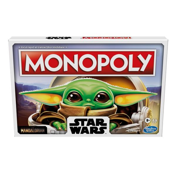 Noul Monopoly vine dintr-o galaxie indepartata si aduce pe tabla de joc aventura din serialul The Mandalorian a personajului The Child popular numit de catre fani Baby Yoda Acest joc aduce spiritul Monopoly adaptat aventurilor incredibile intergalactice Tabla de joc il arata pe iubitul personaj iar cartile Sansa si Cufarul Comunitatii sunt inspirate din serial Forta fie cu tine Castiga ultimul jucator ramas in joc Se poate juca intre 2 si 6 jucatori