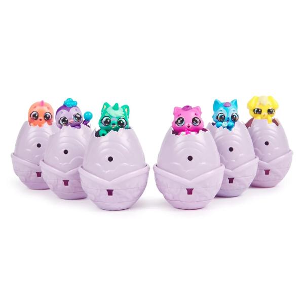 Dati viata curcubeului cu Hatchimals Alive Iesit din Curcubeu Cu dragoste si grija Hatchimals Rainbow Splash iau viata intr-un nou mod colorat oua care eclozeaza in apa schimband culoarea apei pentru a se potrivi cu personajul din interior Curcubeul Rainbow Hatchery include 6 personaje in oua 6 perechi de aripi 6 accesorii de crestere si un cuib Pentru a incepe eclozarea asezati ouale in cuib si scoateti-le aripile apoi umpleti incet inima cu apa În cateva secunde apa va 