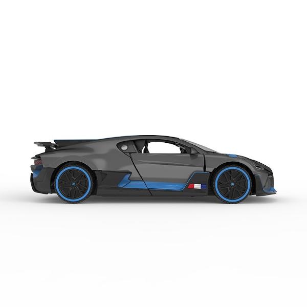 Masinuta are proportiile ideale pentru momente pline de distractie si amuzament avand dimensiunile in centimetri dupa cum urmeaza  199585 Masinuta metalica BUGATTI DIVO scara 1 la 32 are anvelope de cauciuc si un design detaliat interior-exterior realizat din material metalic turnat cu accesorii realizate din material plastic portiere de calitate superioara Copilul dumneavoastra se poate juca in voie cu masina metalica BUGATTI DIVO oferita de brandul international Rastar Nicio cursa nu 