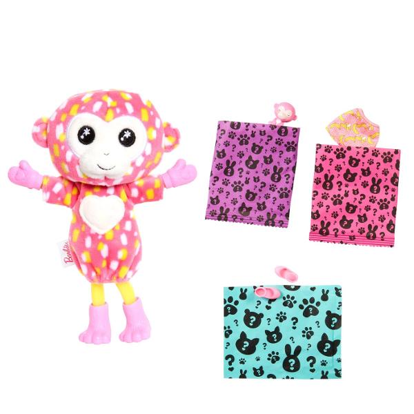 Papusile Barbie&reg Cutie Reveal&trade Jungle Series Chelsea&trade ofera cea mai draguta experienta de despachetare cu sapte surprize Descoperiti un pui de elefant fermecator un pui de tigru adorabil un pui stralucitor de tucan sau un pui de maimuta obraznic apoi scoateti costumul de plus pentru a dezvalui o papusa Chelsea&trade articulata Ce papusa vei dezvalui Fiecare papusa mica vine cu forme stralucitoare pe fata Descopera mai multe surprize precum o fusta si un mini 