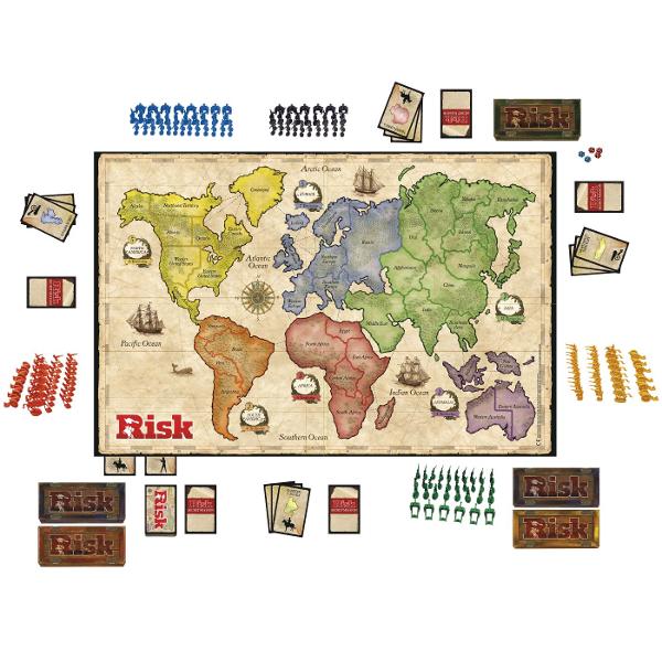 Preluati lumea in acest joc de cucerire strategica &Icircn jocul de masa Risk obiectivul este simplu jucatorii isi propun sa cucereasca teritoriile inamicilor prin construirea unei armate mutandu-si trupele si angajandu-se in lupta &Icircn functie de aruncarea zarurilor un jucator fie va invinge inamicul fie va fi invins &Icircnvinge toate trupele inamice dintr-un teritoriu pentru a cuceri acel teritoriu si a te apropia cu un pas de cucerirea globala Acest joc de strategie 