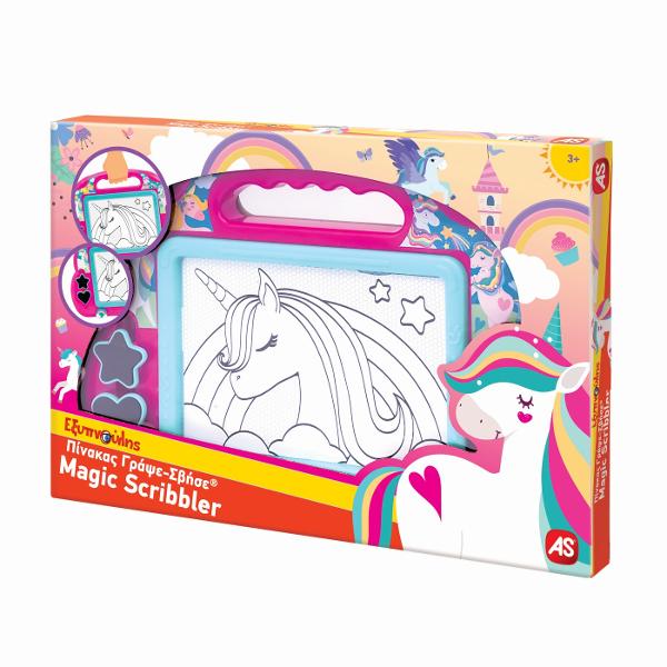 Deseneaza nenumarate desene oriunde te-ai afla cu Magic Scribbler Fantasy Dreams O panza o radiera magica un pix magnetic cu sfoara pentru a nu se pierde si doua stampile ii ofera copilului posibilitatea de a scrie si sterge de nenumarate ori Asadar distractia nu are limite Deseneaza unicornii visurilor tale si fa-i si mai impresionanti folosind stampilele Deseneaza-sterge cu o singura miscare si ia-o de la capat Ideal ca si cadou deoarece ajuta la dezvoltarea imaginatiei si a 