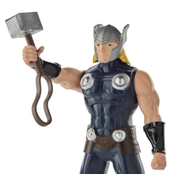Cu figurinele de actiune Marvel de 24 cm de la Hasbro copiii isi pot imagina actiunea si aventurile Universului Marvel ca super-eroul lor preferat Dispunand de un design clasic si mai multe puncte de articulatie pentru distractie deplina copiii se pot preface ca au propriile lor aventuri Marvel captivante si pline de actiune Acest pachet contine personajul Thor