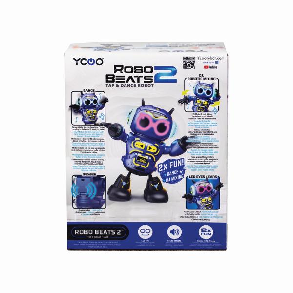 Functii 2 moduri de joc Modul dans - Atingeti senzorul pentru a dansa Modul DJ - Atingeti senzorul pentru a face diverse remixuriSilverlit Robo Beats II este un robot interactiv pentru copiii carora le place sa danseze Robotul este echipat cu lumini reci si efecte sonore de descoperit Are un senzor pe cap care reactioneaza la atingere impreuna cu ochi si urechi stralucitori draguti Daca atingeti usor Robo Beats pe cap acesta va incepe sa danseze si sa redea muzica robotul reda trei 