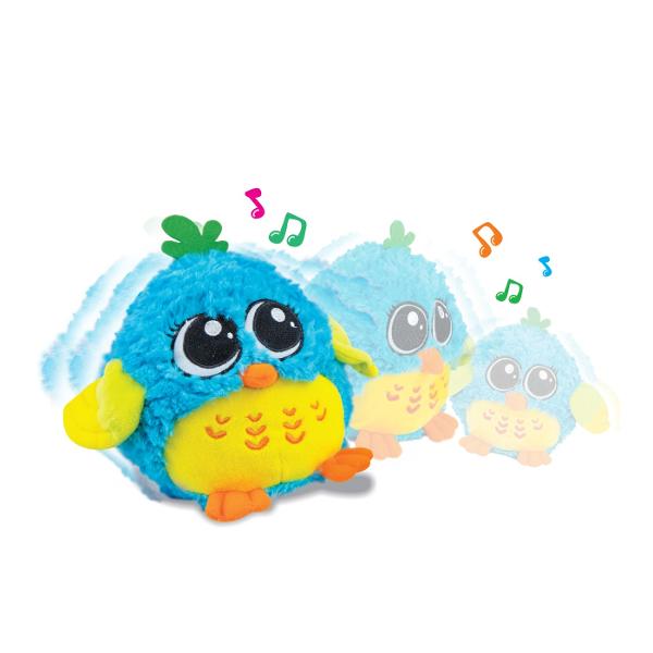 Winfun Jucarie de Plus Pasare este o jucarie adorabila si interactiva care raspunde la sunete si danseaza in mod amuzant Pasarea se rostogoleste si reactioneaza la zgomote aducand distractie si rasete in timpul jocului Designul sau moale si colorat o face usor de imbratisat si potrivita pentru ore intregi de joaca Aceasta jucarie placuta la atingere este un plus perfect pentru copiii mici oferind distractie activa si educativa Cu efecte sonore vesele si o miscari jucause pasarea este o 