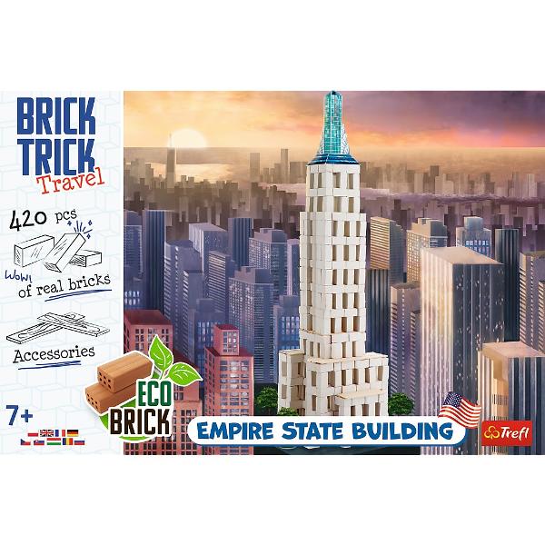 Construieste un simbol al New York-ului cu Brick Trick XL Travel Cladirea Empire State Descopera atmosfera urbana a Americii si recreeaza una dintre cele mai faimoase cladiri din lume Empire State Building Cu ajutorul setului Brick Trick XL Travel poti construi acest zgarie-nori emblematic folosind caramizi reale si materiale ecologice Setul contine tot ce ai nevoie caramizi scanduri din lemn baza HDF lipici elemente decorative din carton si instructiuni pas cu pas Este o activitate 