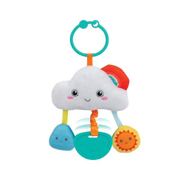 Jucaria de agatat Winfun Norisor este un companion perfect pentru bebelusi oferind distractie si stimulare senzoriala in orice moment Aceasta include o zornaitoare un inel de dentitie cu vibratie si un clopotel care produce sunete amuzante perfecte pentru dezvoltarea auzului si coordonarii Cu un design colorat si atractiv jucaria poate fi usor agatata la carucior patut sau scaun auto gratie unui inel de atasare simplu si sigur Norisorul este ideal pentru a insoti bebelusul in timpul 