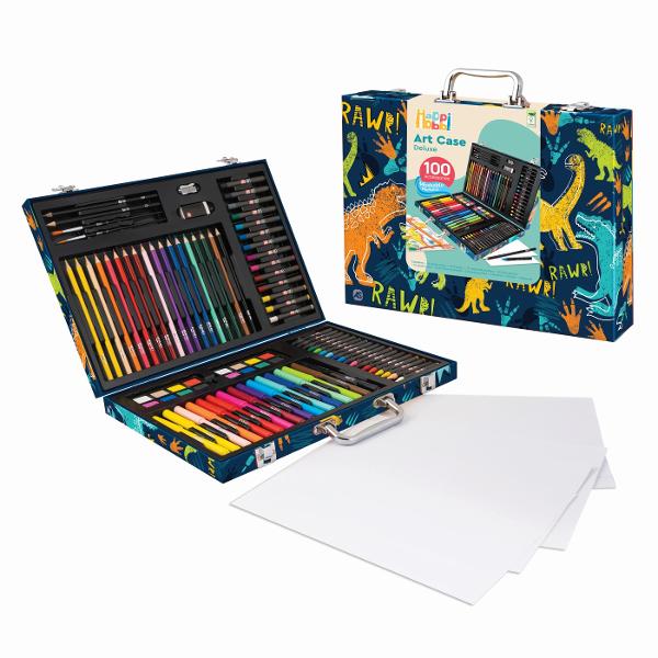Indiferent cate culori ai avea nu sunt niciodata suficiente Trusa de desen de lux din lemn este un studio de pictura portabil cu 100 de accesorii pentru a picta ore intregi Contine toate instrumentele necesare pentru dezvoltarea imaginatiei si a creativitatii Creioane de desen markere acuarele creioane colorate culori pastelate si creioane colorate va asteapta sa va inspirati si sa creati modele frumoase de pictura Trusa are spatiu separat pentru fiecare accesoriu ajutandu-va sa 