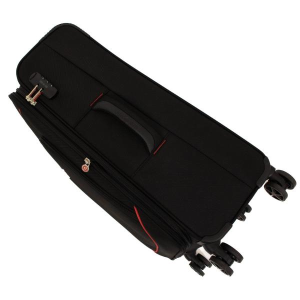 Material impermeabilTroler cu 4 roti prevazut cu un buzunar frontal cu fermoar Placuta identificareManer lateral si superior pentru toate dimensiunile si deasemenea maner plastic in partea de jos a trolerului pentru o manevrare mai usoaraTroler mediu si mare expandabil 30 spatiuTrolerul mare si mediu au in partea opusa manerului lateral 2 picioruse transversale care permit asezarea trolerului fara a atinge solul evitandu-se astfel 