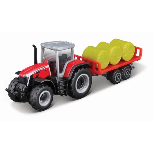Descopera lumea agricola in miniatura cu setul &quot;Mini Work Machines Tractors w Trailers&quot; Aceste tractoare licentiate de 75cm realizate din metal turnat sub presiune si piese din plastic vin echipate cu remorci fiind gata sa abordeze orice sarcina de la ferma Cu designuri realiste posibilitatea de a atasa implemente si remorci functionale aceste seturi sunt perfecte pentru joaca si colectionareAtentie Pretul afisat este per bucata Nu se poate alege 