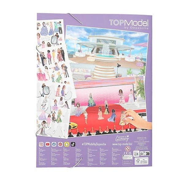Cartea cu autocolante despre viata reala TOPModel TOPModel Glamour Stickerworld Pe 20 de pagini de fundal bogat ilustrate 3 autocolante cu doua pagini creeaza o lume interesanta In jurul prezentarilor de moda filmarilor si evenimentelor VIP