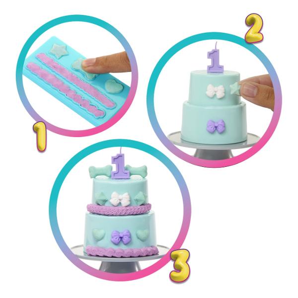 Sarbatoreste magia zilelor de nastere cu Papusa Barbie Party Surprise Brunette O jucarie unica plina de surprize activitati creative si accesorii dragute care vor aduce la viata imaginatia copiilor  Include un catelus adorabil cu accesorii pentru a-l imbraca Foloseste aluatul si formele incluse pentru a decora tortul de aniversare Descopera 8 accesorii tematice inclusiv 2 care isi schimba culoarea si articole inspirate de aniversari Papusa are articulatii mobile haine elegante si 