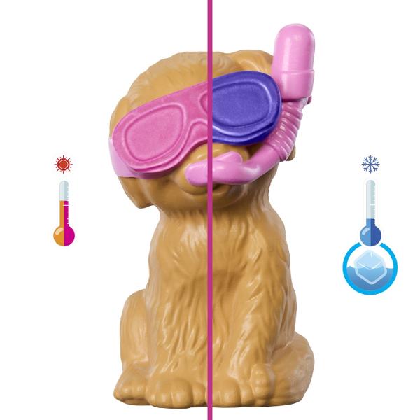Intra in distractie la piscina cu setul de joaca Barbie Color Change Petrecerea catelusului la piscina Pune catelusii sa alunece pe toboganul special pentru ei direct in piscina in forma de inima Apasa catelusul ud ca sa stropeasca cu apa Schimbare de culoare si surprize acvatice Pentru o surpriza cu schimbare de culoare foloseste apa rece sau calda pe catelusul cu ochelari si urmareste cum isi schimba infatisarea Activitatea ideala pentru ore intregi de joaca creativa in aer liber sau in 