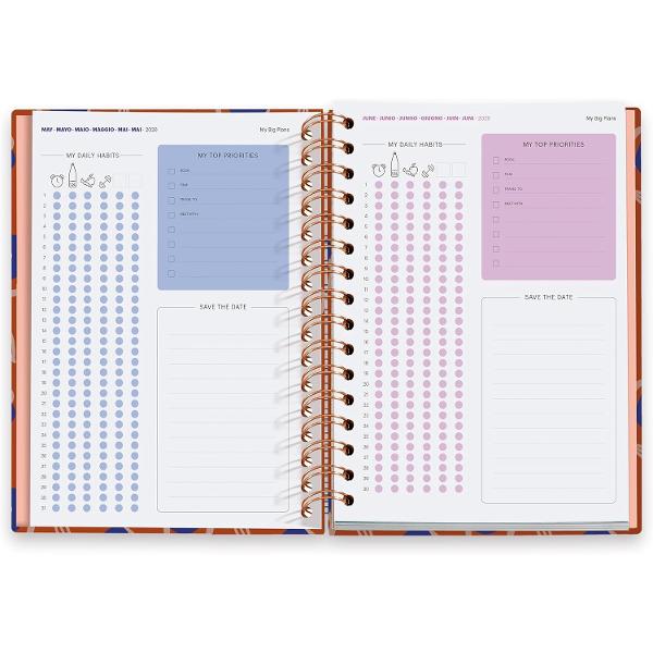 Agenda cu spira Miquelrius Plus 160x218 mm datata saptamanal Flourish Marf MR34574