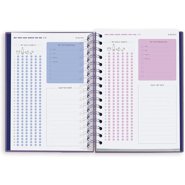 Agenda cu spira Miquelrius Plus 160x218 mm datata saptamanal Floral Duality Marf MR34573